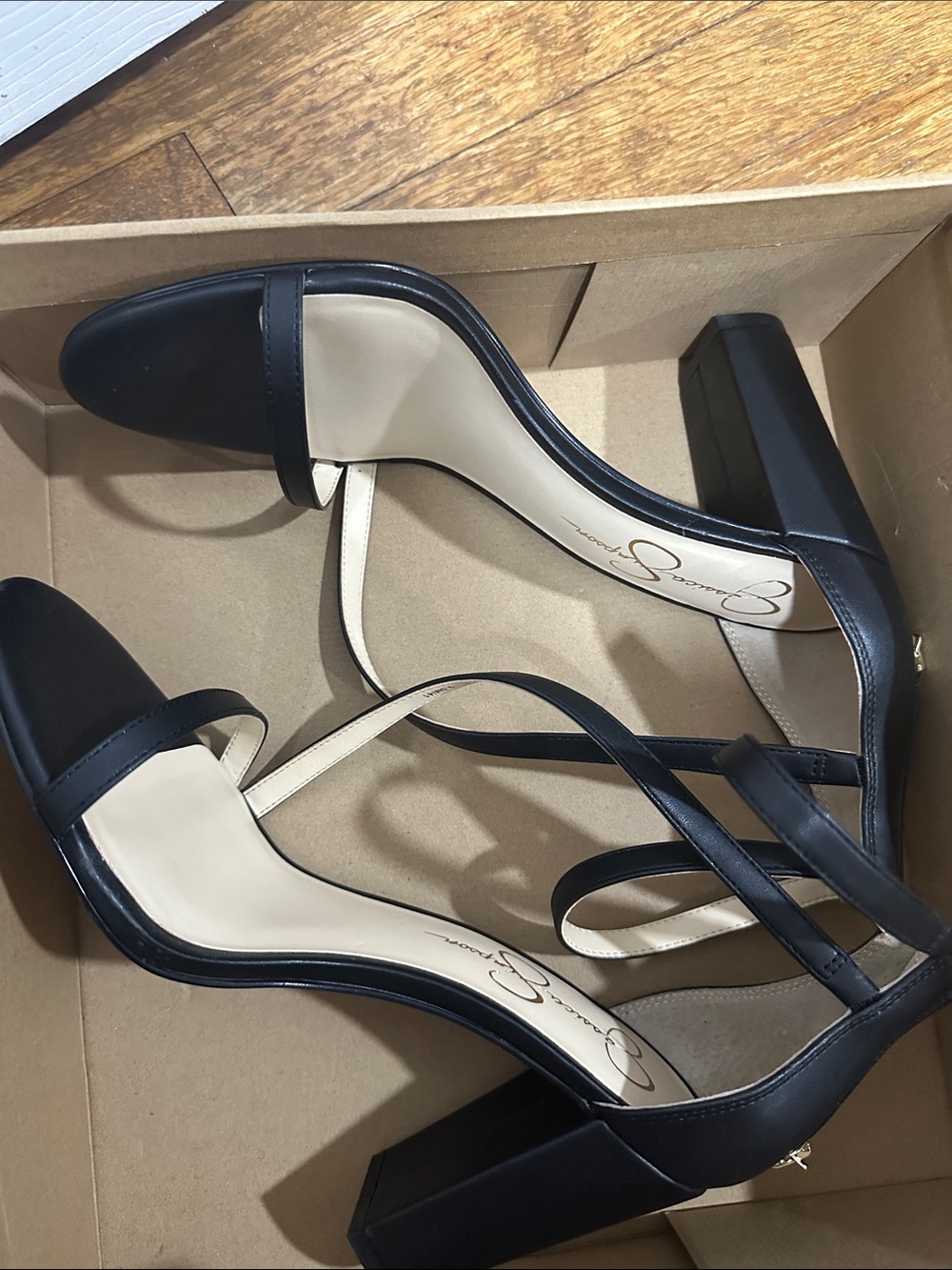 Jessica Simpson Black Ankle-Strap Block Heel Sandals